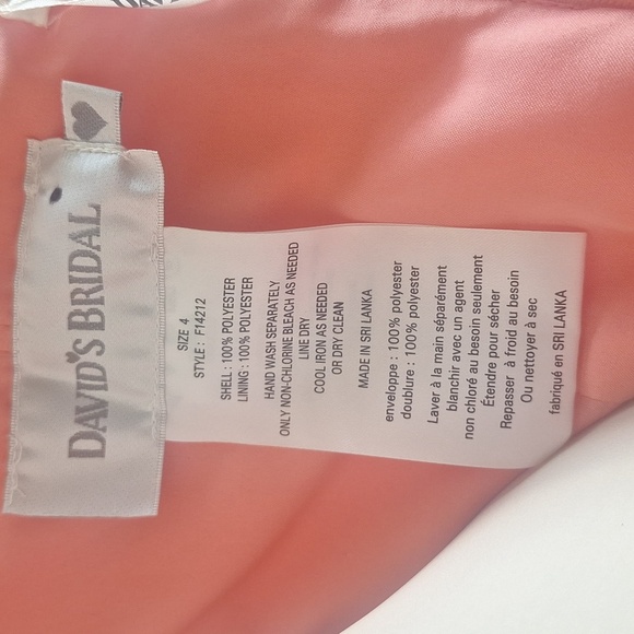 David's Bridal Pink Strapless Pleated Dress, Size 4 - Picture 5 of 7